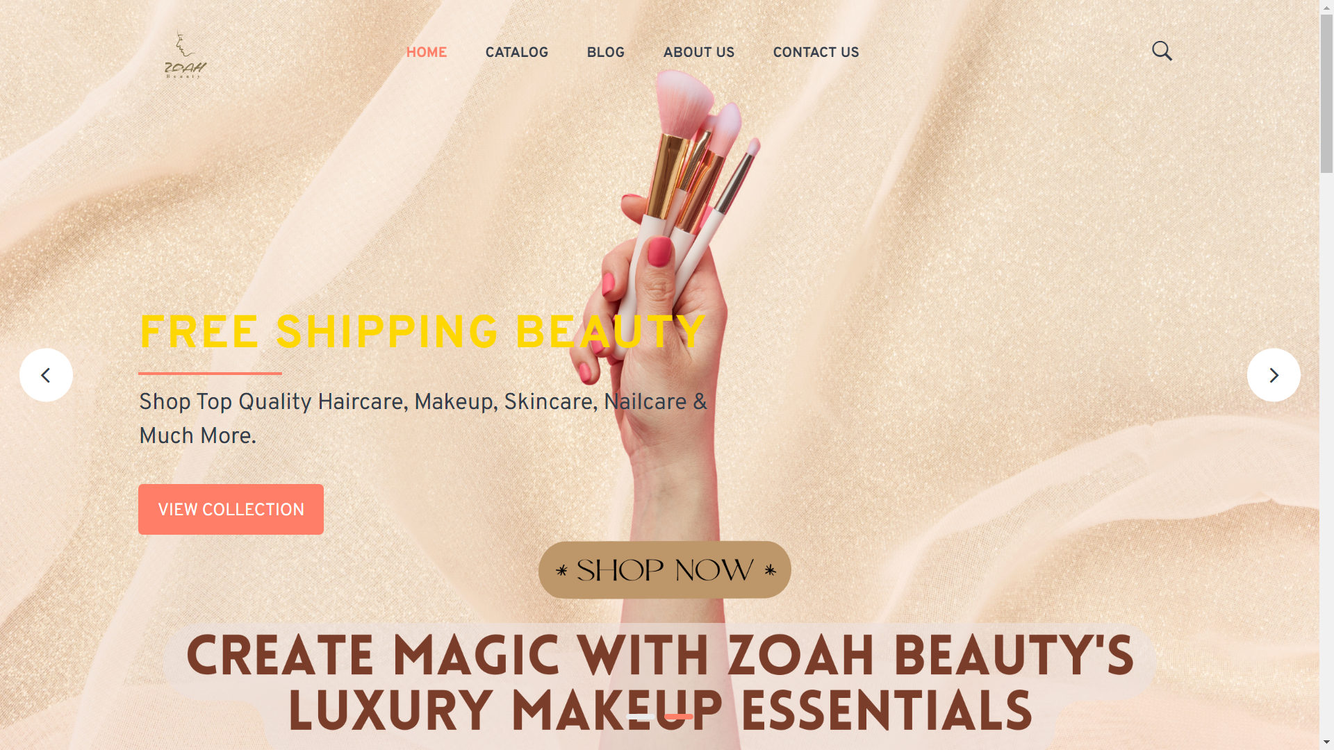 A website for a beauty brand